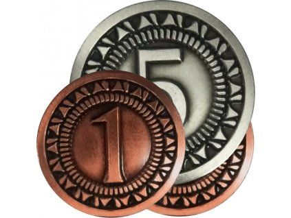 TLAMA games - 3x hodnota "1" a 1x "5" - univerzální mince pro deskové a RPG hry